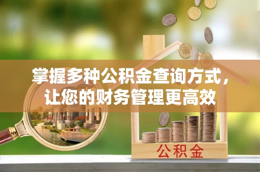 惠水掌握多种公积金查询方式，让您的财务管理更高效